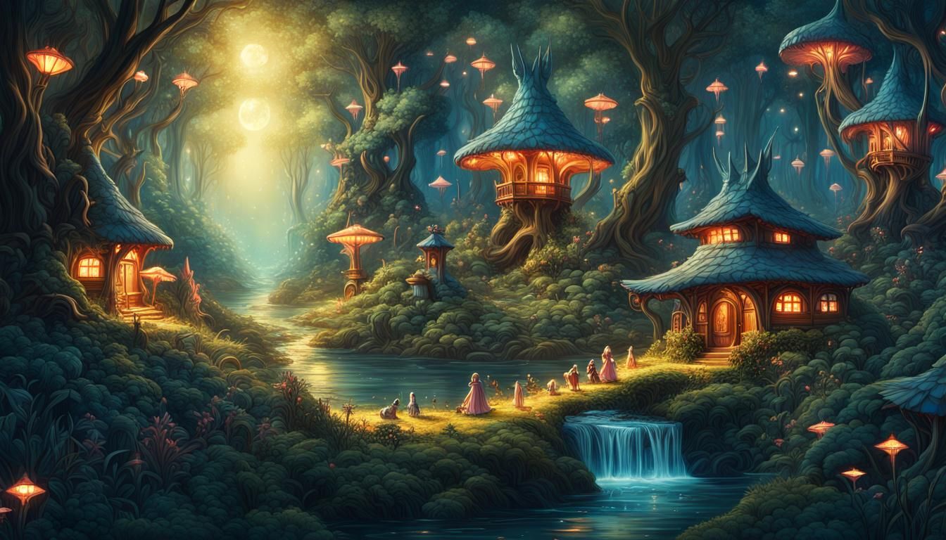 Little Fairy Village - AI Generated Artwork - NightCafe Creator