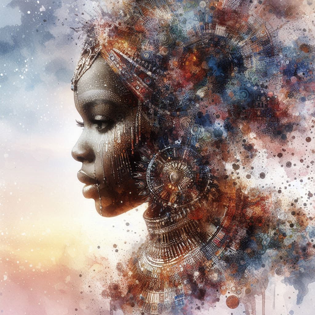 double exposure beautiful fantasy DALL-E 3 portrait landscap...