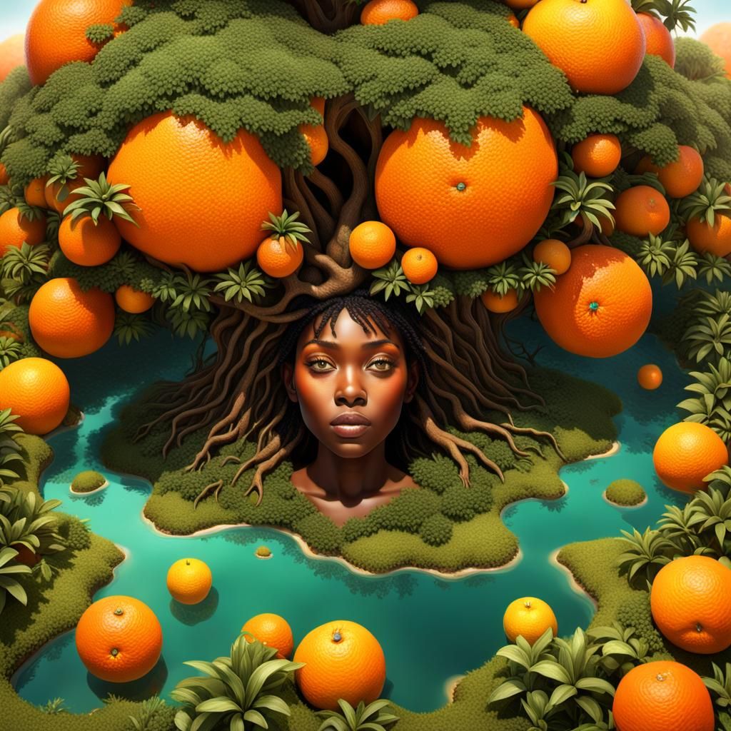 A photo realistic digital illustration of a floating island,...