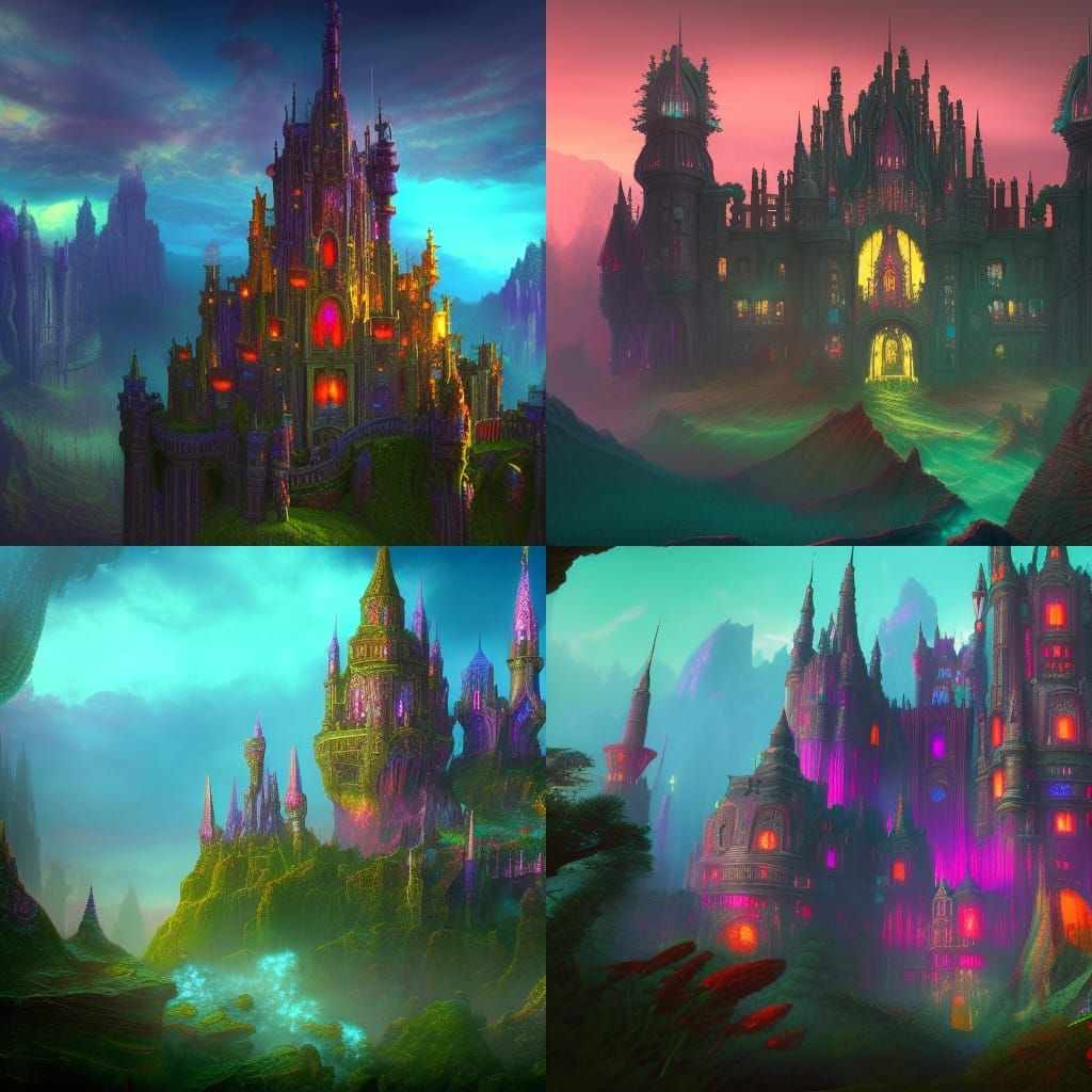 Psychedelic fantasy castle
