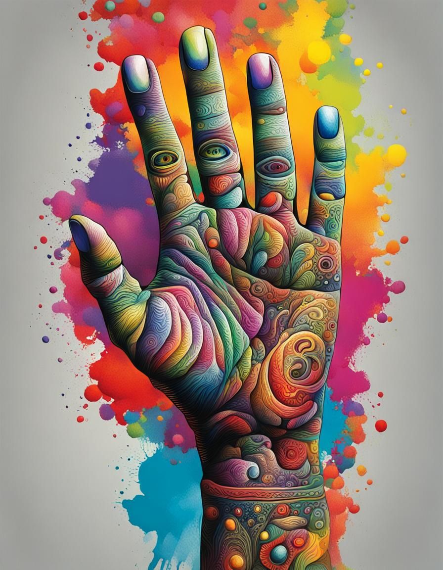 Colorful Hyperdetailed Imperfect Hand