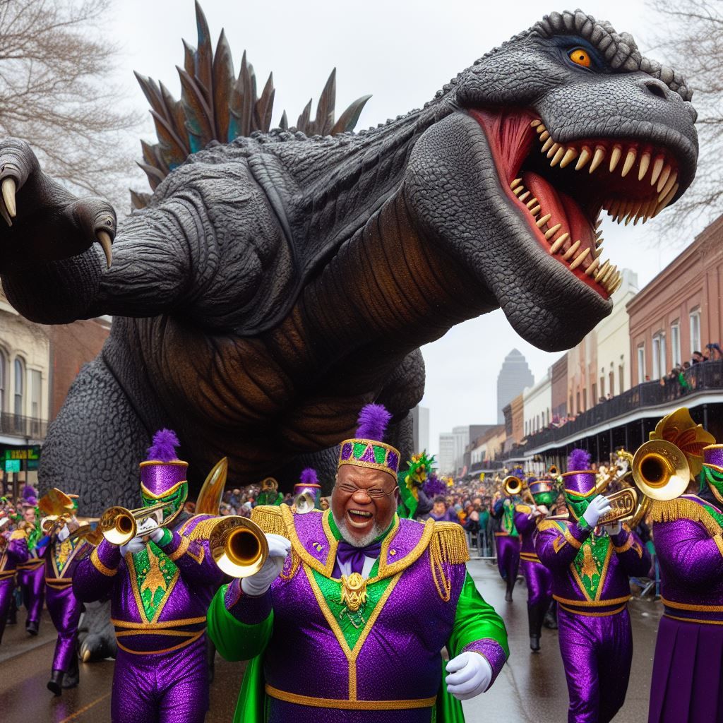 Godzilla Loves Mari Gras