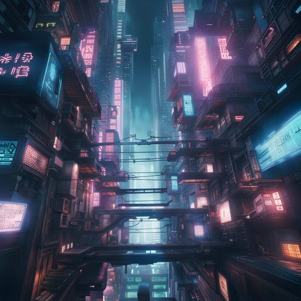 Cyberpunk City Maze - Ai Generated Artwork - Nightcafe Creator