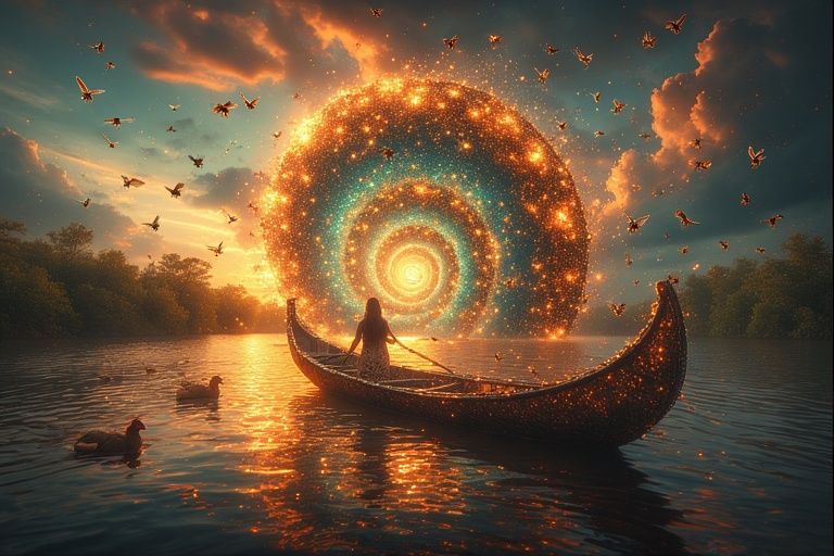 Floating in a canoe down the Amazon