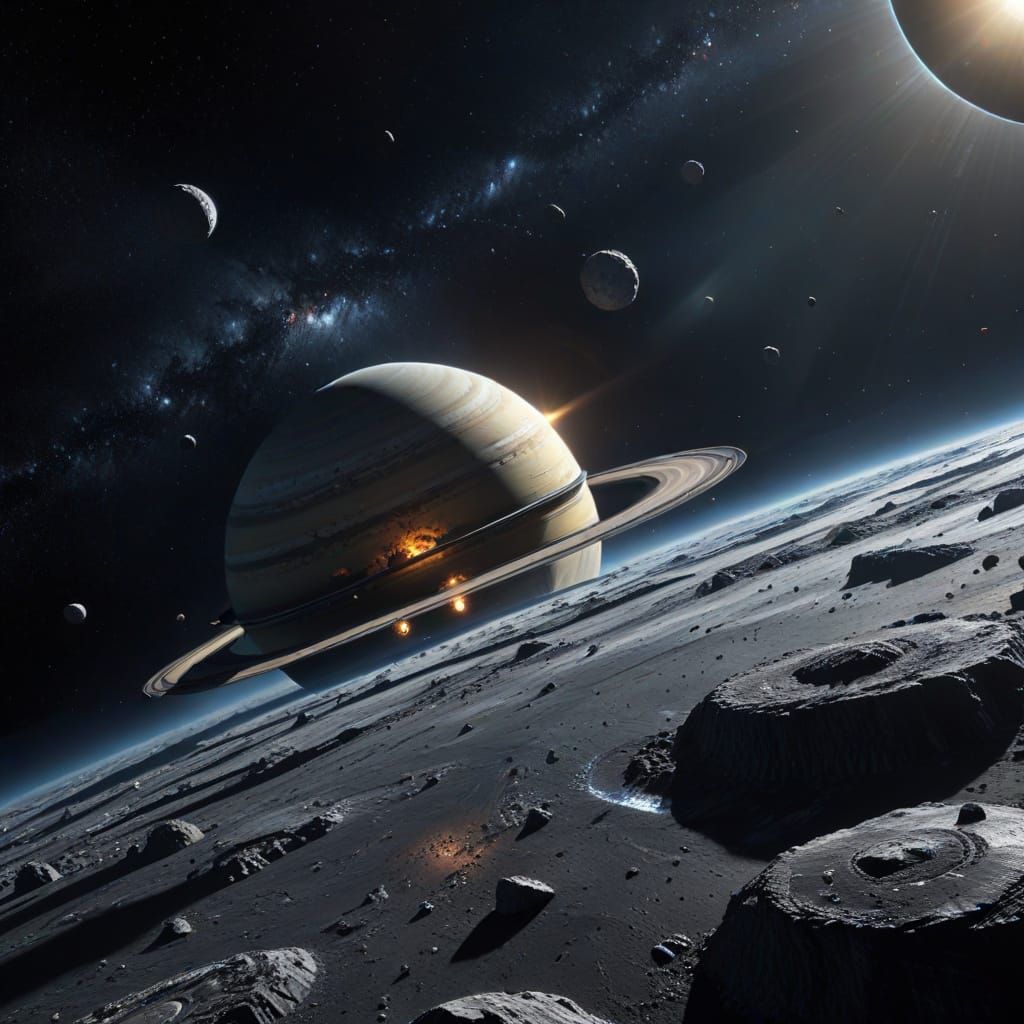 Hyperrealistic Saturn Ring Race with Super Vehicles