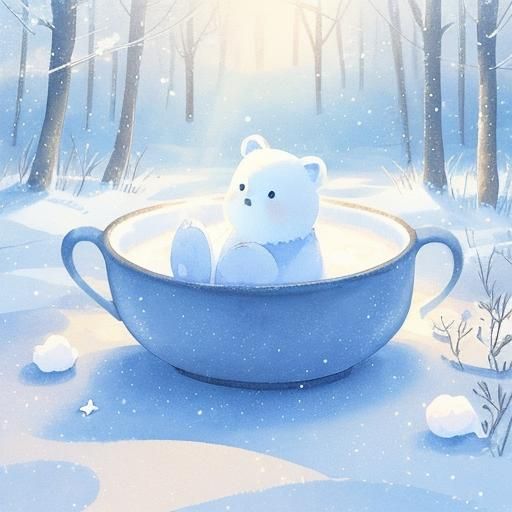 פו הדוב בנוף מושלג ויפה השמיים בהירים