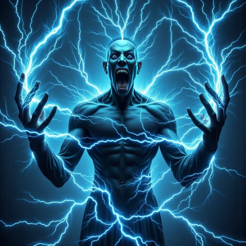 <lora:Electrifying:1.0>A dark creature electrifying