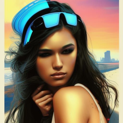 hottest mexican girl dance on the beach im cyberpunkstyle
