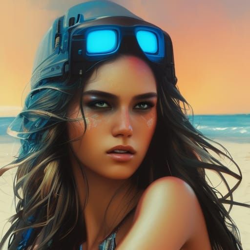 hottest mexican girl dance on the beach im cyberpunkstyle