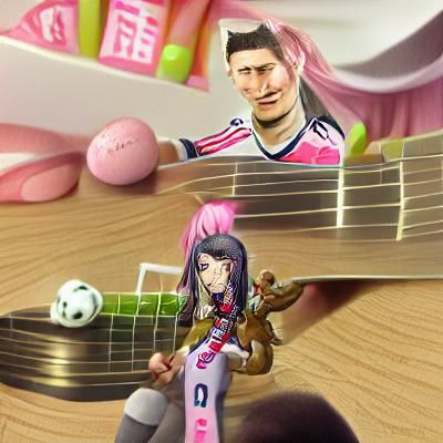 Ibuki Mioda playing on the guitar and Robert Lewandowski sta...