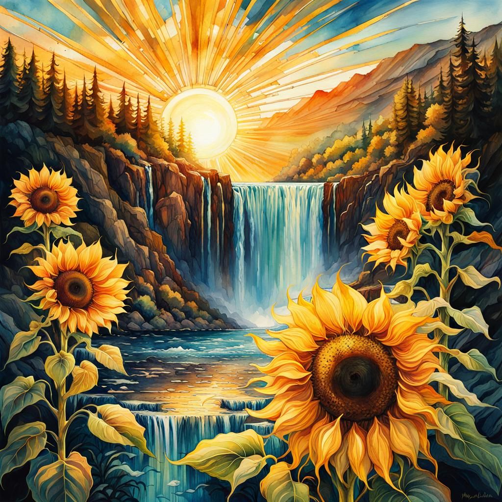 Sunflower Waterfall  by @Topher