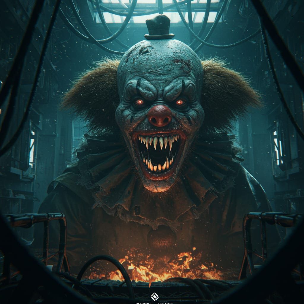 Huge Clown Scary Horror Fire