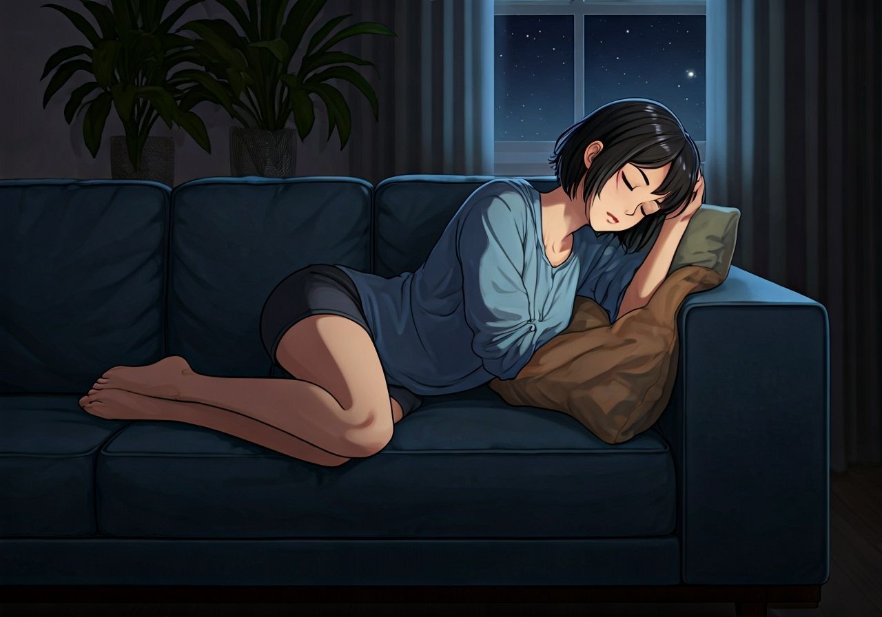 Anime Woman Sleeping Peacefully After Work