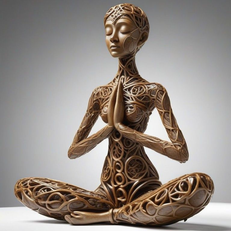 Pretzel Sculpture of Woman Meditating, in the style of Alber...