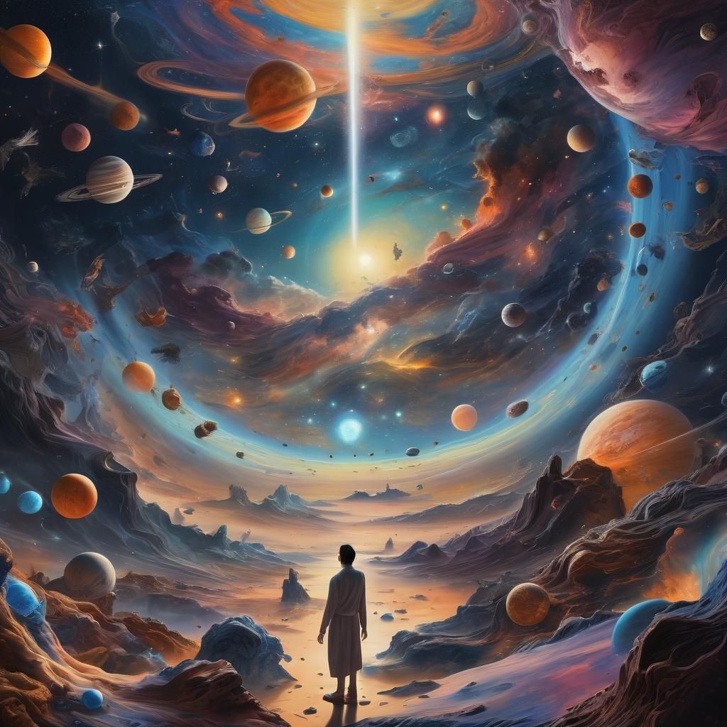 Celestial Beings in Surreal Cosmic Dreamscape