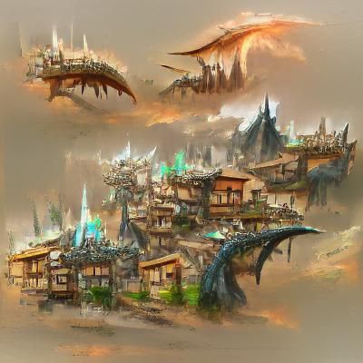 dragon towns 8k resolution concept art