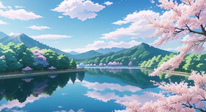 A ,BEAUTIFUL  LAKE, WITH A SAILBOAT ON THE LAKE,CENTERED, BL...