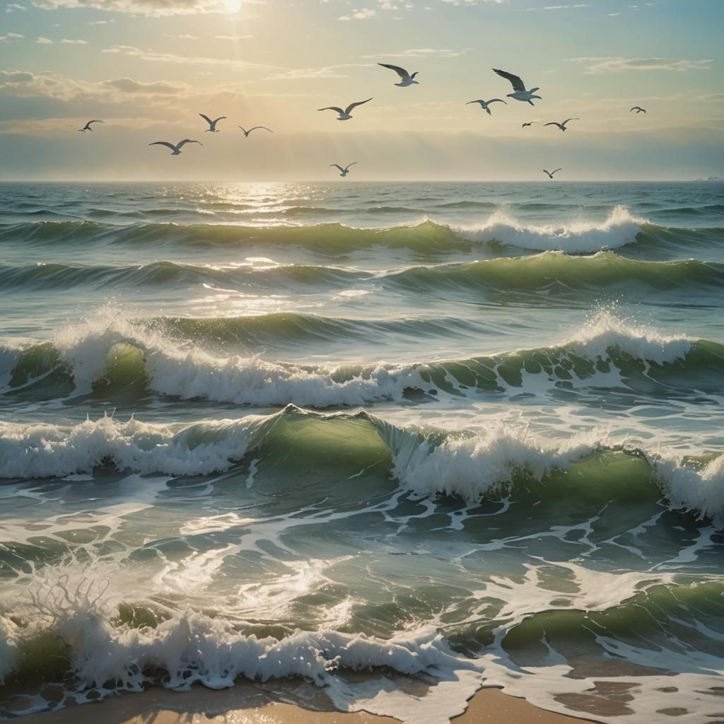 Waves Crashing: Impressionist Digital Art