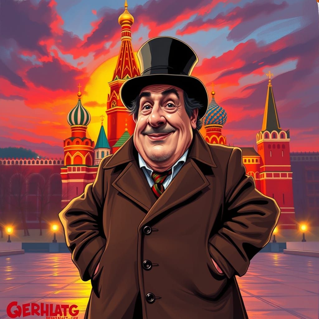 Gérard Depardieu in Exaggerated Kremlin Portrait