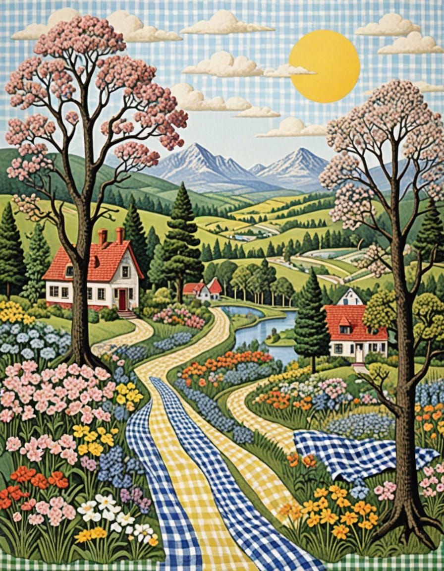 Gingham Print Landscape  by @Strigoi77