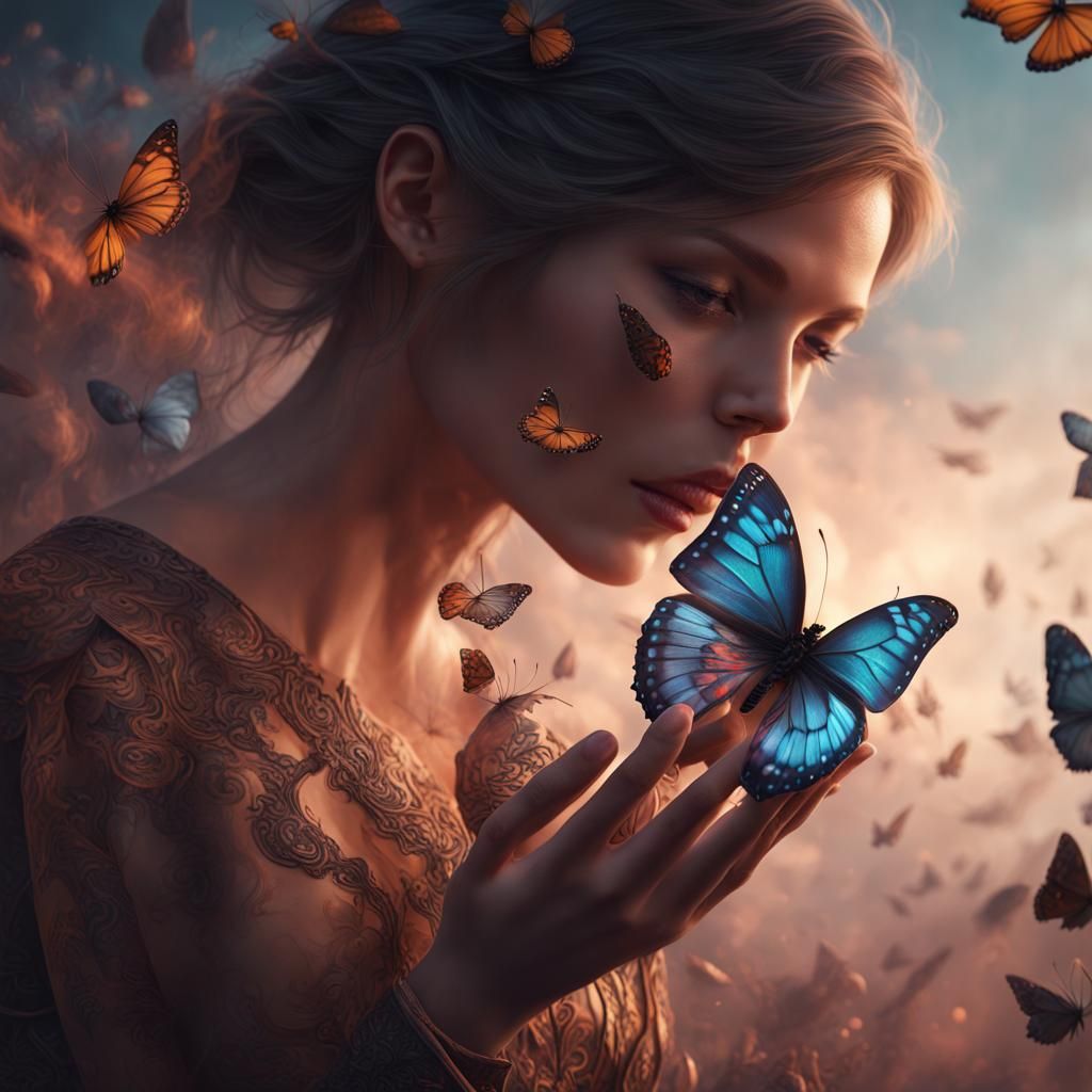 Butterfly on the girl hand