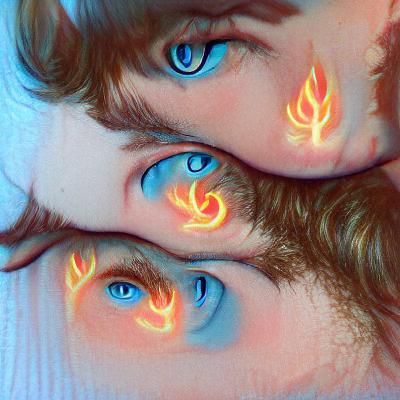 Twin fire signs, four blue eyes