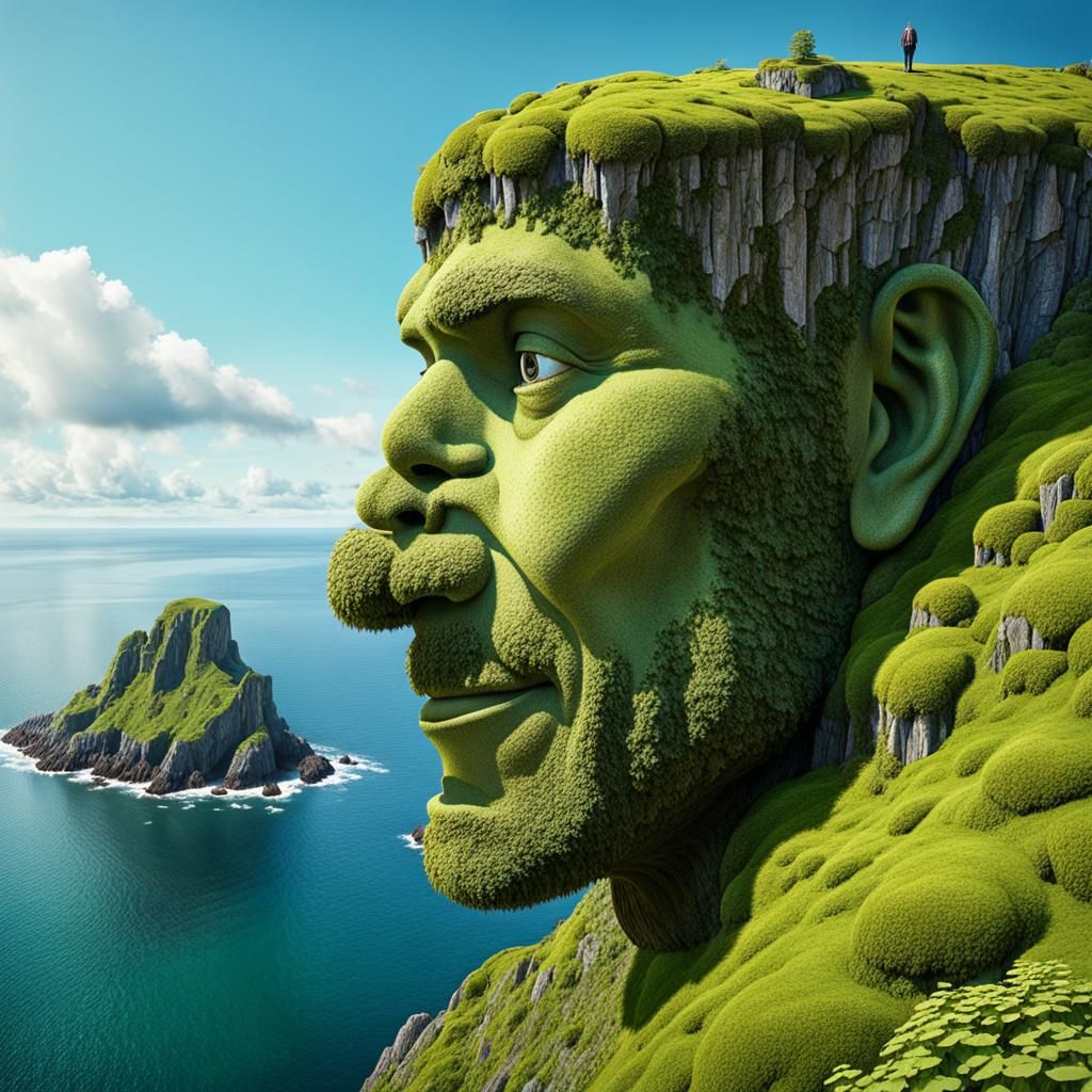 Face in the form of a rock..