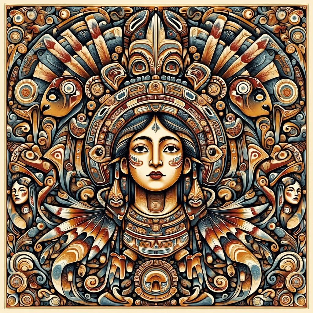 Surreal Star Goddess in Northwest Coast Art Style