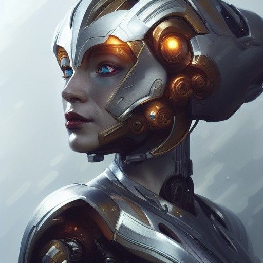 Fierce Cyborg Queen in Battle Suit: Hyperdetailed Portrait