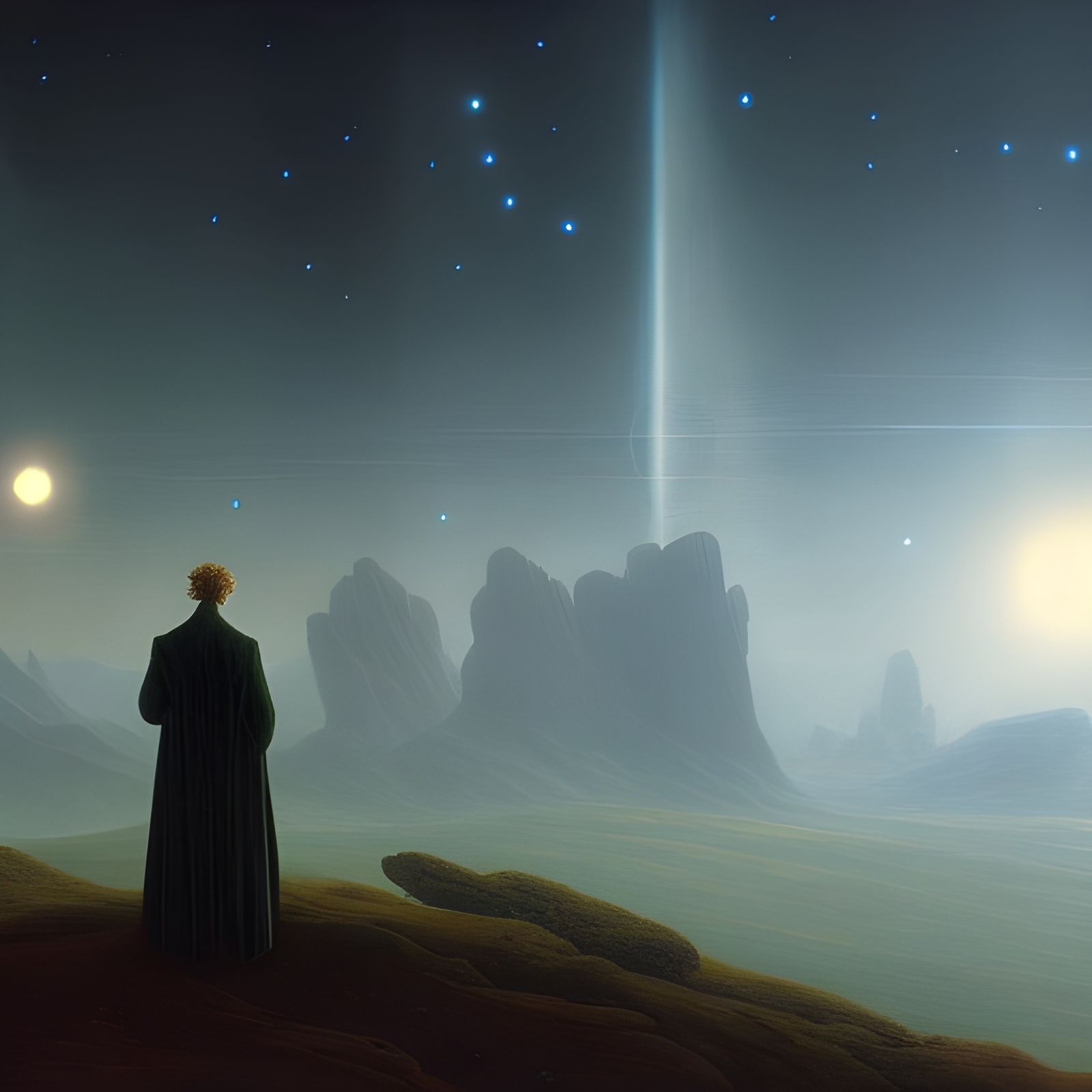 A dream of a distant galaxy, by Caspar David Friedrich, matt...