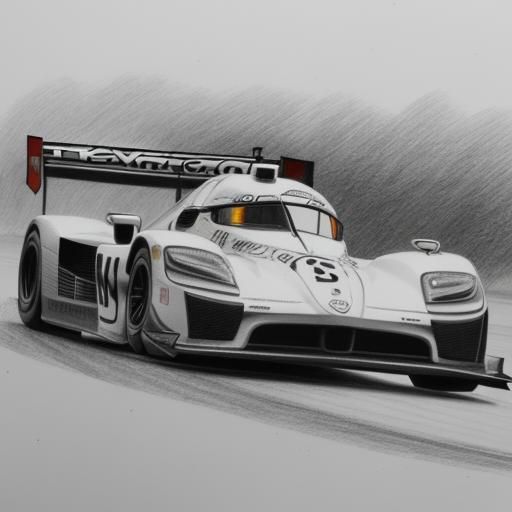 Pencil drawing of a car racing