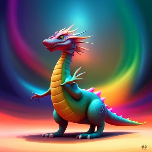 rainbow  dragon Pixar, Disney, concept art, 3d digital art, ...