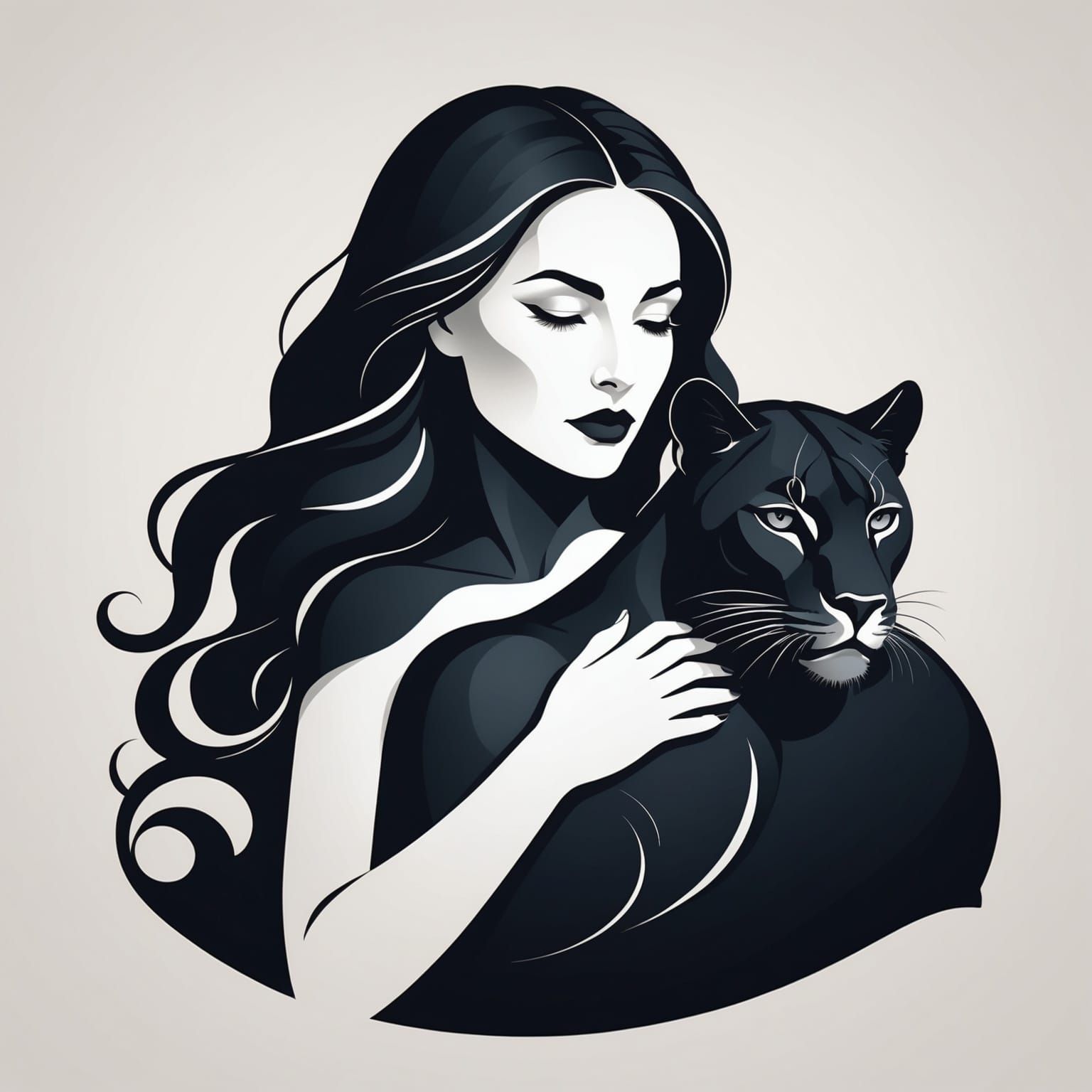A sleek, high-contrast, color, flat vector art logo featurin...