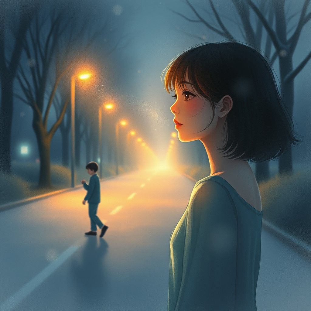 Ethereal Avenue Scene in Impressionistic Style