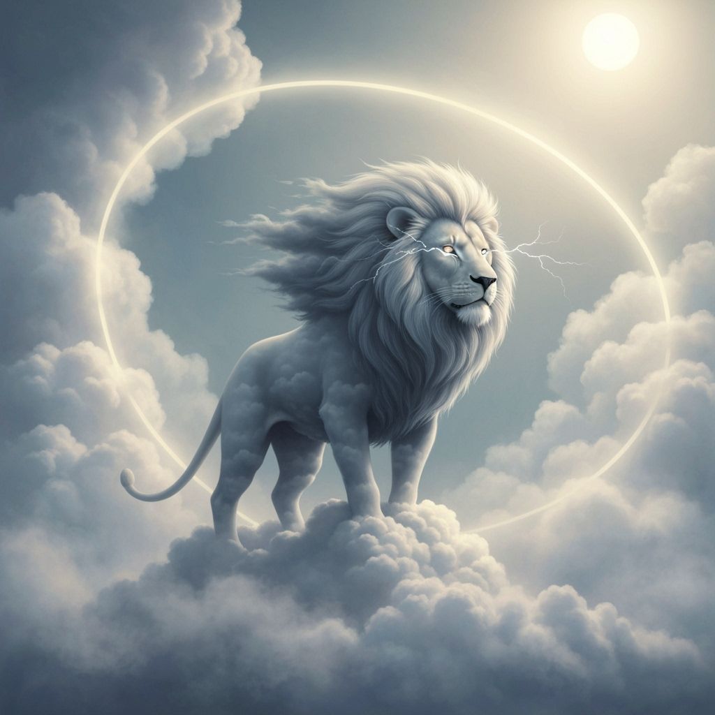 Surreal Cloud Lion in 3D Painting Style