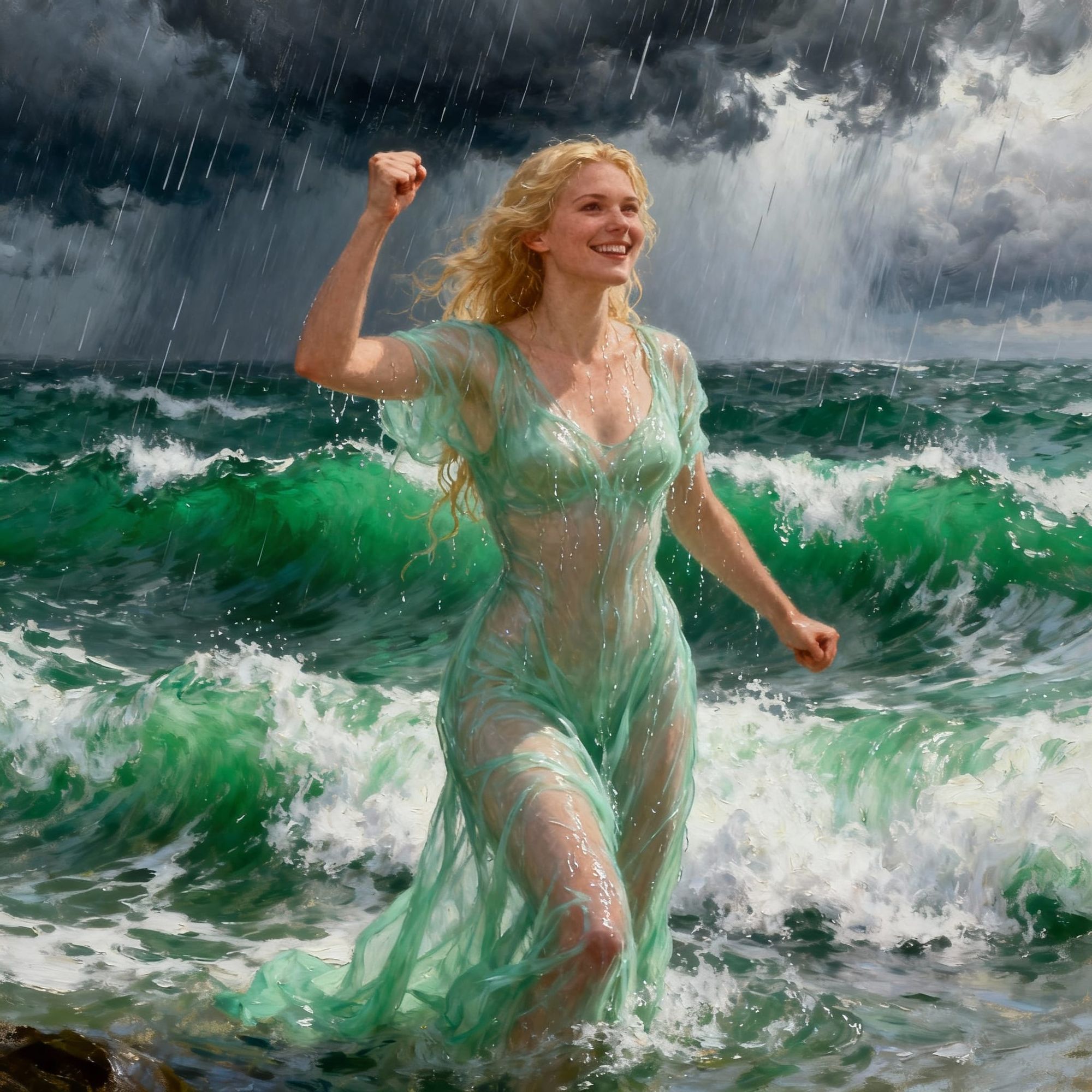 She could hear the wave coming