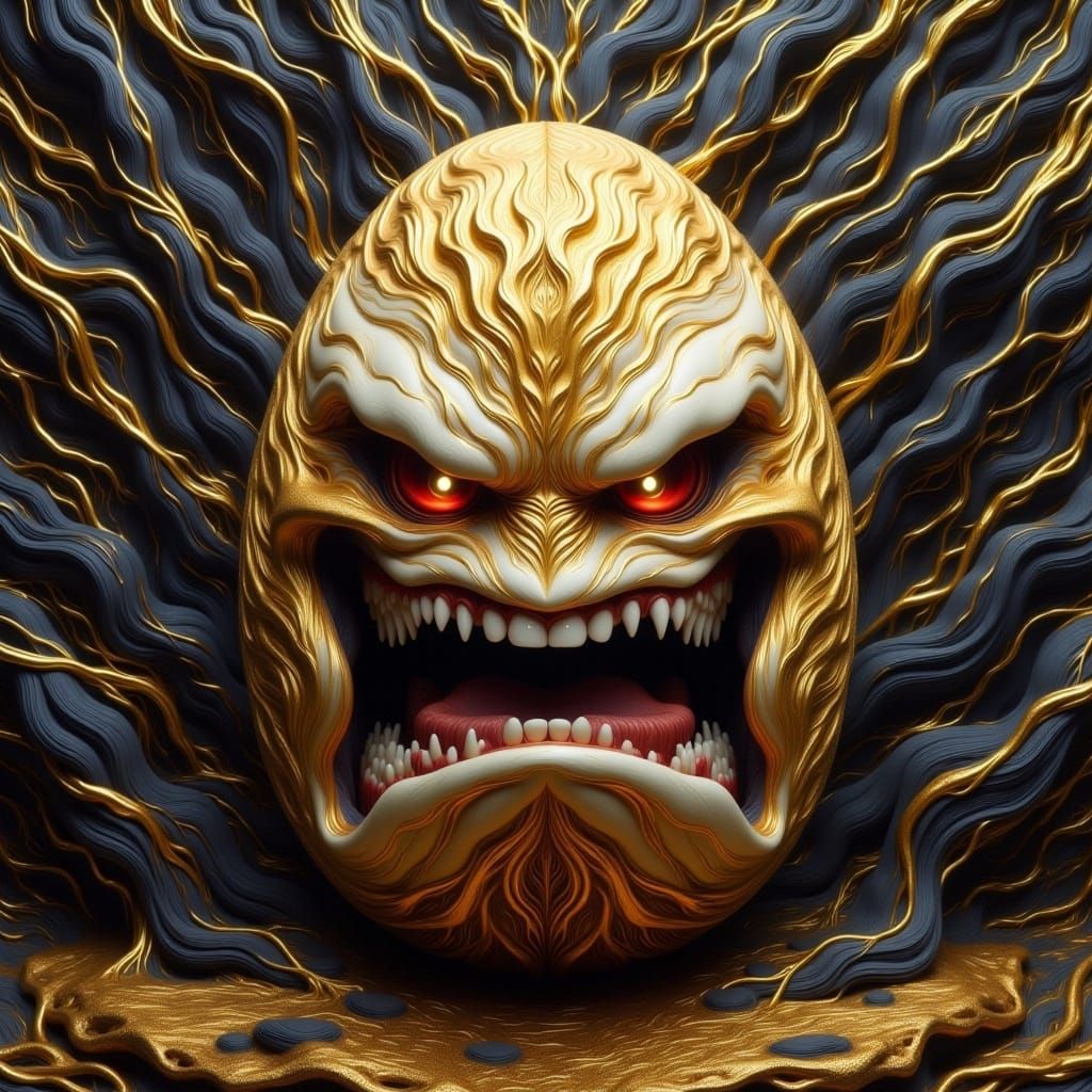 <lora:-Noir Royale-:1.0>  very angry egg in the style of Simon Bisley, abstract background