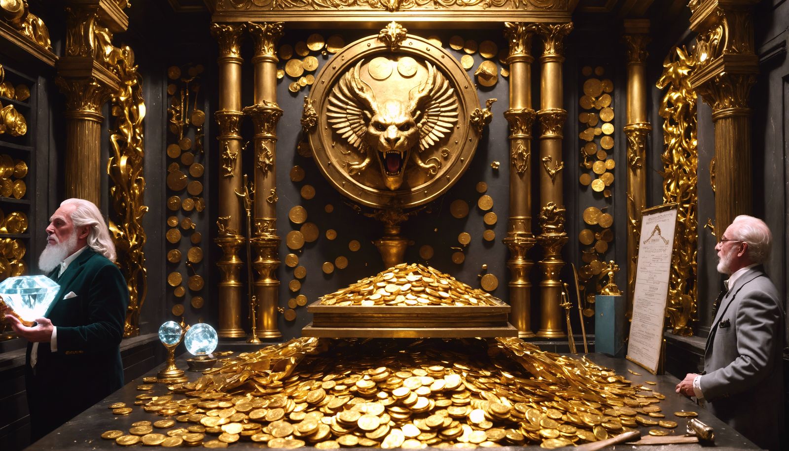 Gringotts Vault, protected by several anti stealing spells