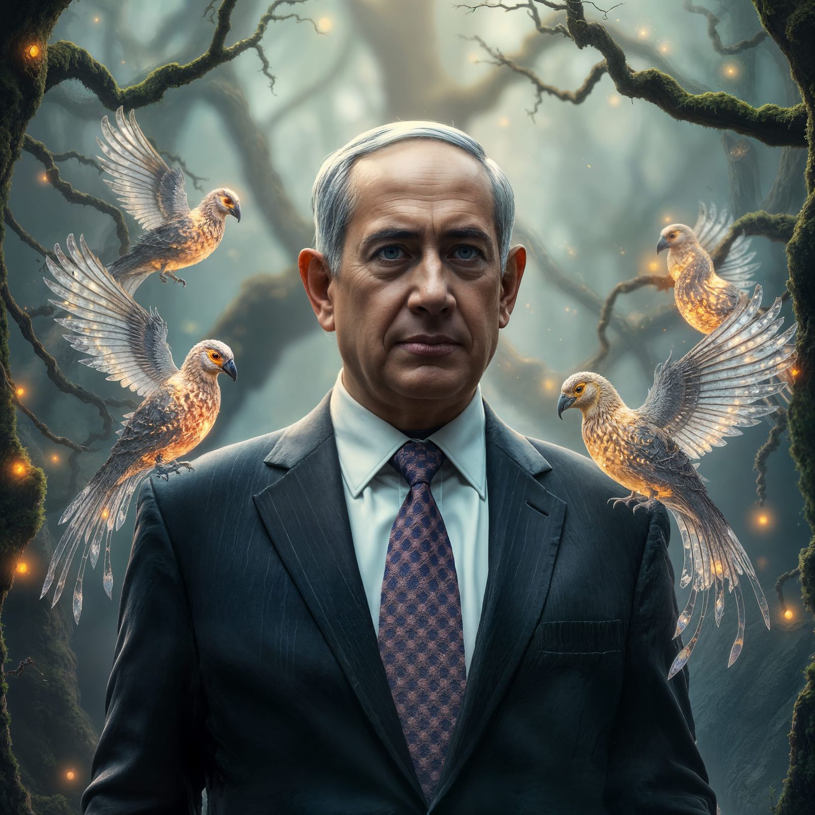 Benjamin Netanyahu in Restraints: Detailed Matte Painting