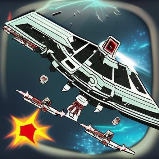 spaceship battle in space