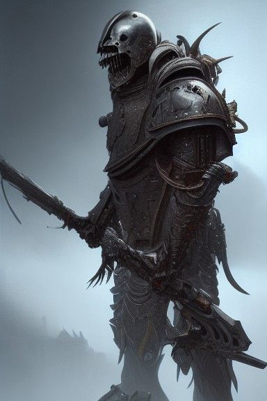 Amazing detailed picture of a human death paladin by Clint C...
