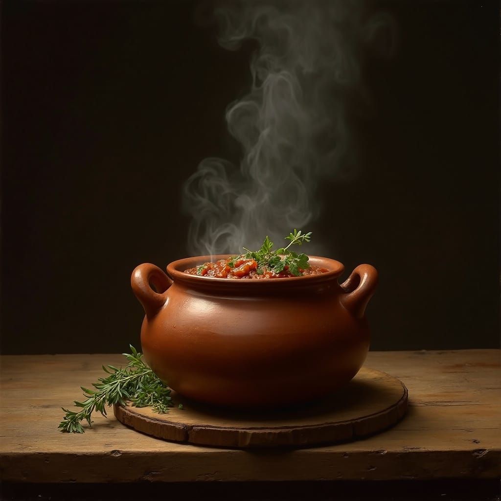 Steaming Chont Pot with Herbs in Dutch Golden Age Style