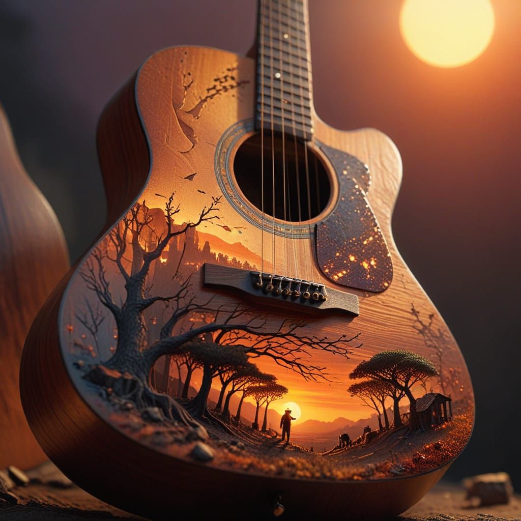 Miniature World Inside Acoustic Guitar