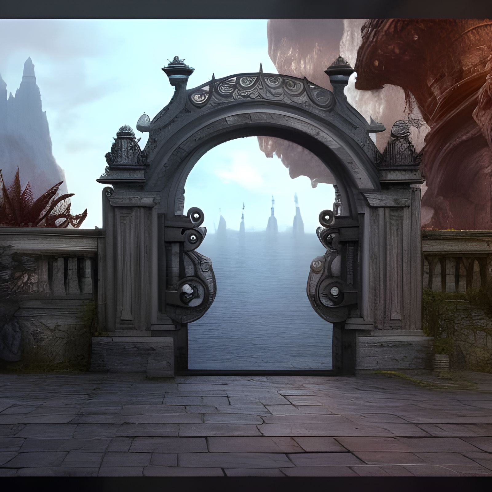 an huge worn iron gate