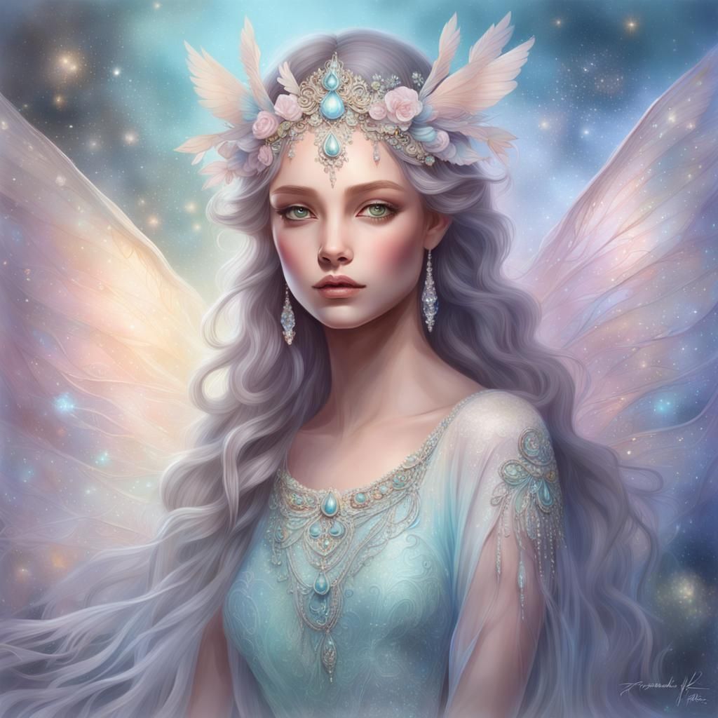 a serene ethereal Fey goddess