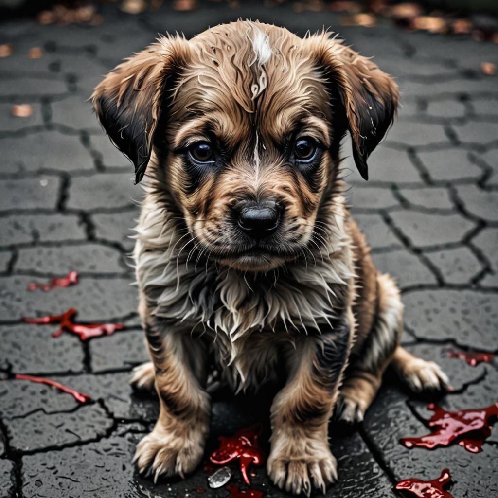 a BLEEDING puppy