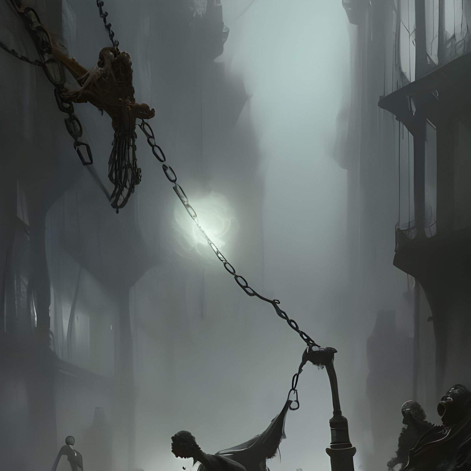Limbo between life and death, chained people a masterpiece, ...