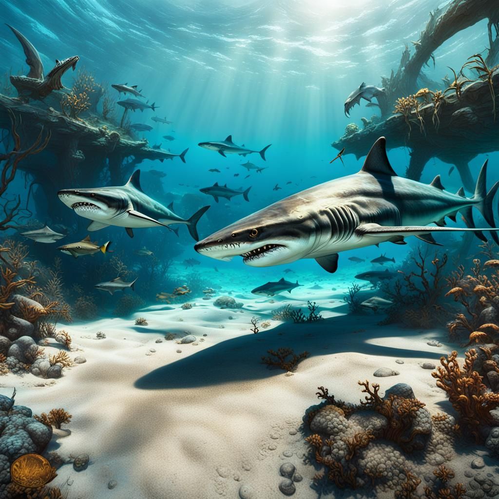 Sand sharks - AI Generated Artwork - NightCafe Creator