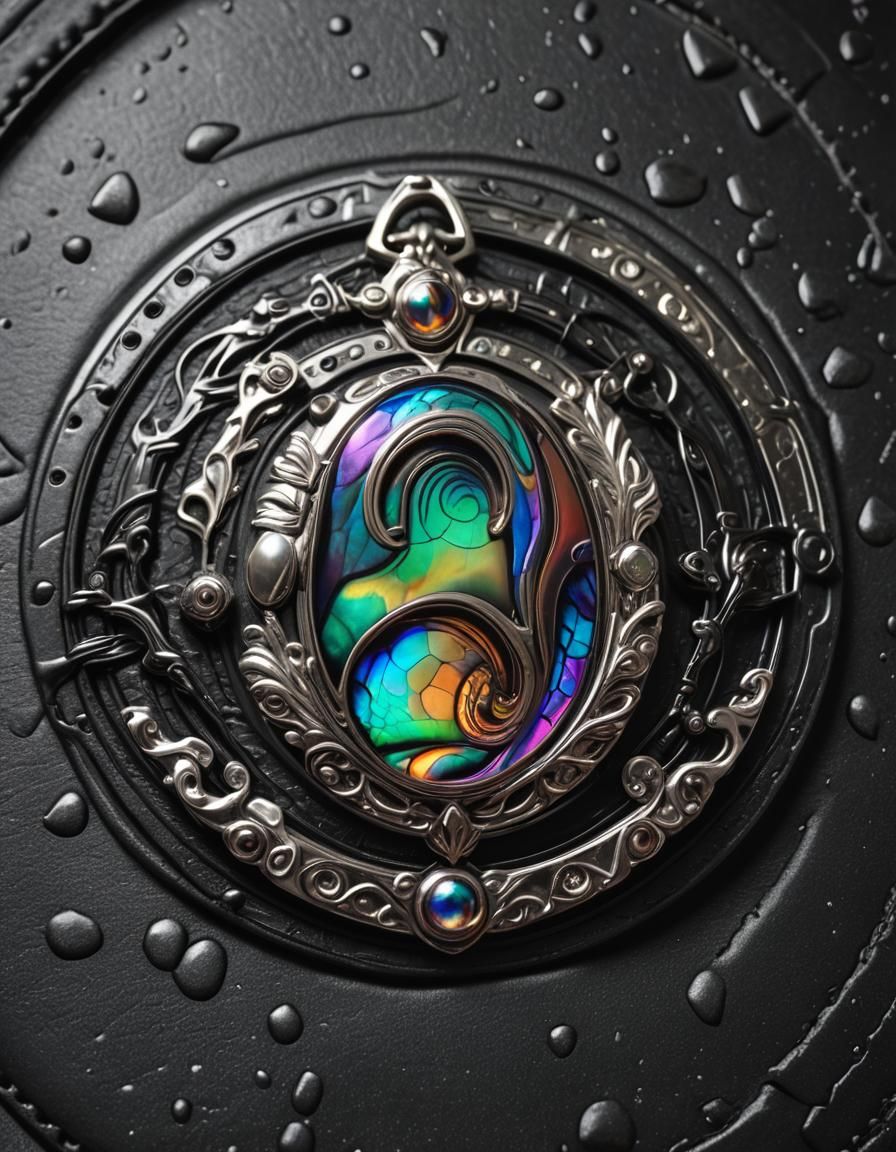 a rainbow logo that looks like a silver medallion