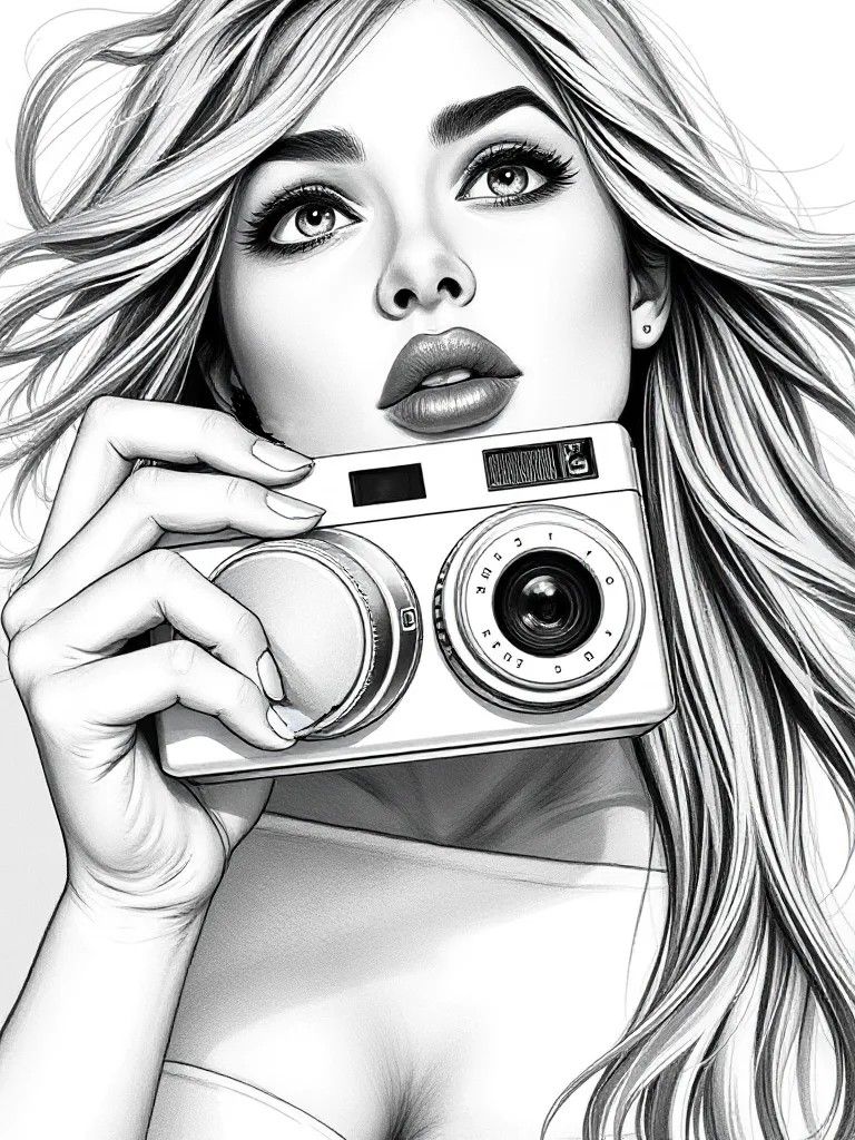 Close up black and white portrait